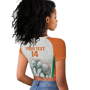 Custom Ivory Coast Football Raglan Cropped T shirt 2026 Cote d'Ivoire Les Elephants White Version LT14
