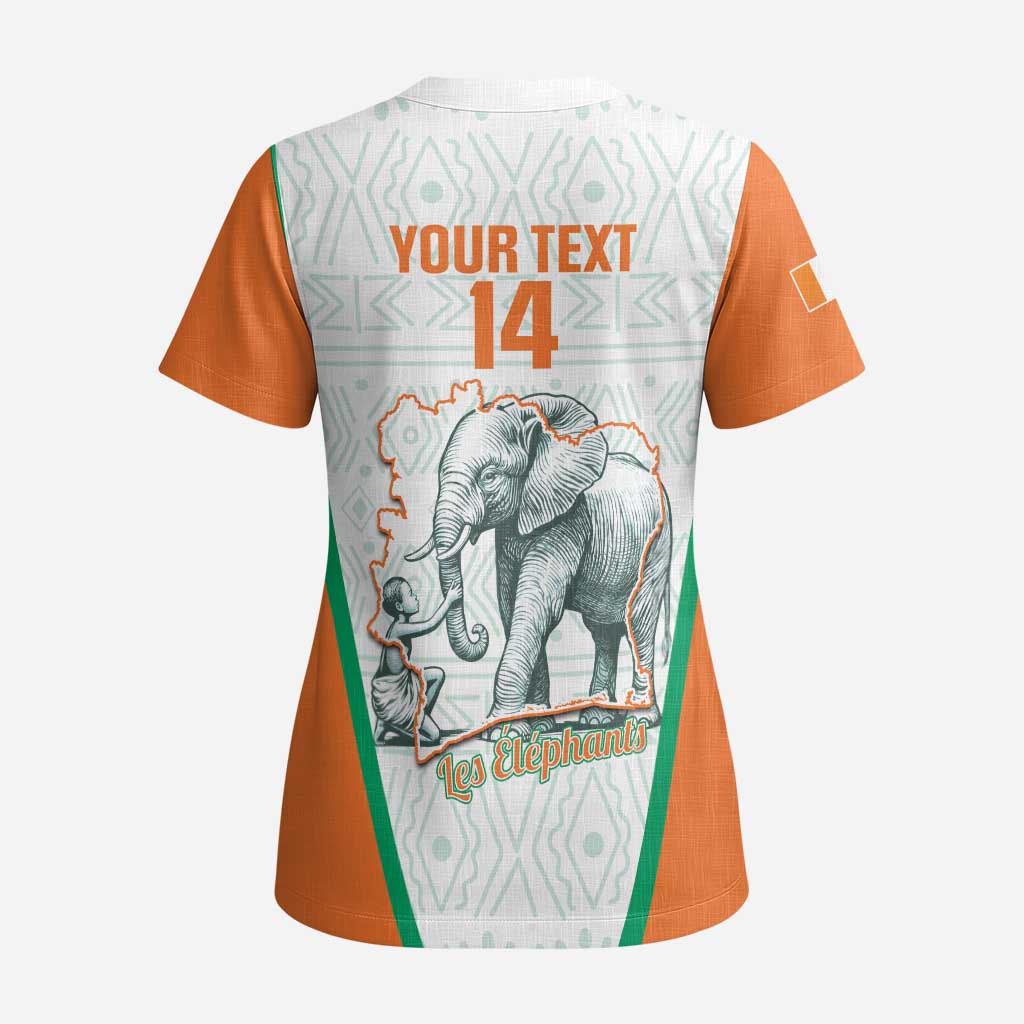 Custom Ivory Coast Football Scrub Top 2026 Cote d'Ivoire Les Elephants White Version - African Pride