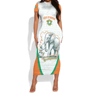 Custom Ivory Coast Football Short Sleeve Bodycon Dress 2026 Cote d'Ivoire Les Elephants White Version LT14