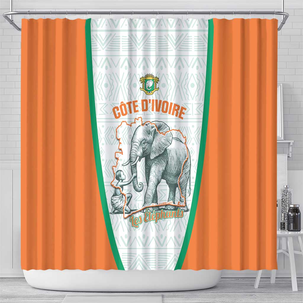 Ivory Coast Football Shower Curtain 2026 Cote d'Ivoire Les Elephants White Version - African Pride