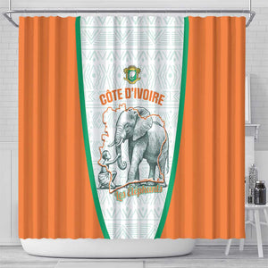Ivory Coast Football Shower Curtain 2026 Cote d'Ivoire Les Elephants White Version - African Pride