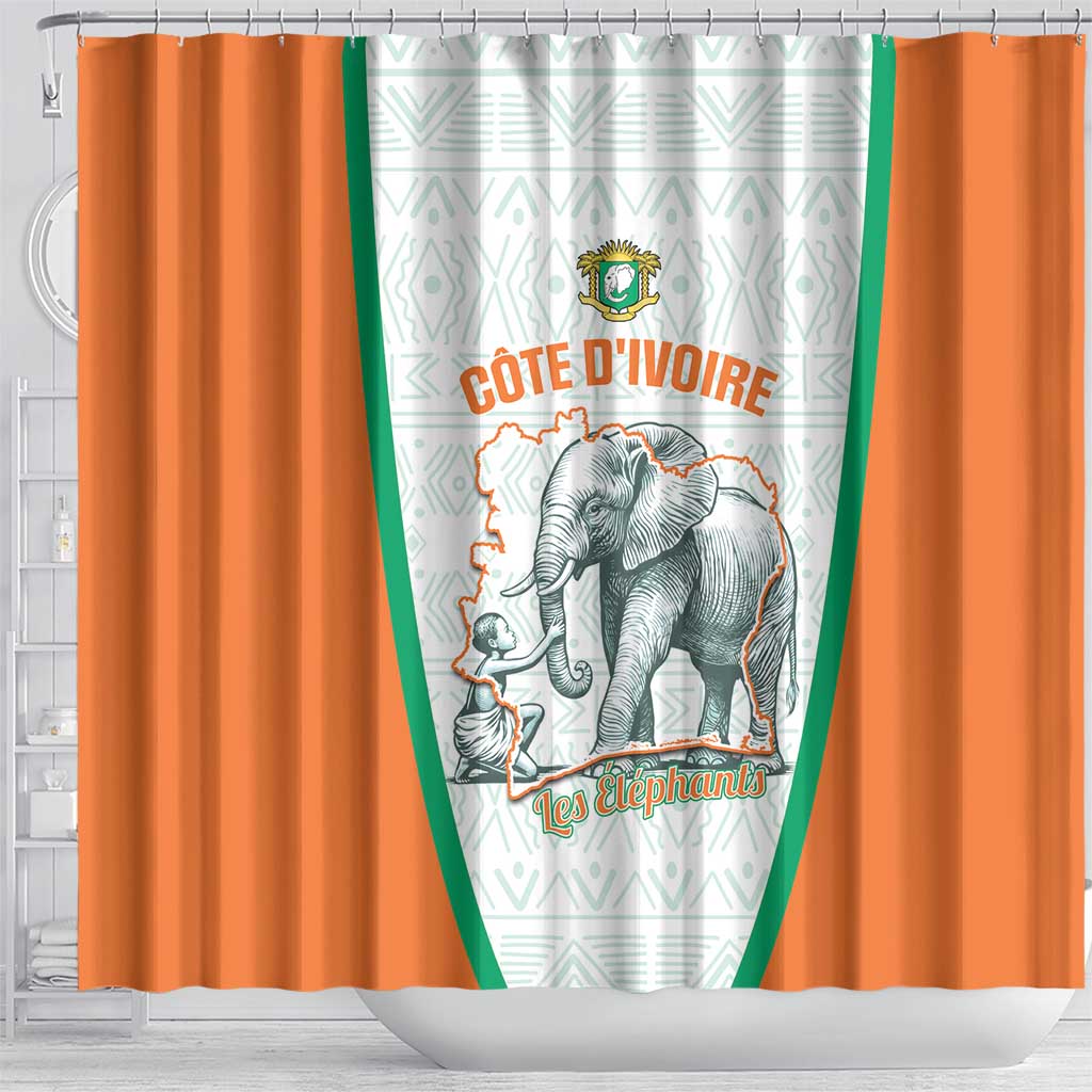 Ivory Coast Football Shower Curtain 2026 Cote d'Ivoire Les Elephants White Version - African Pride