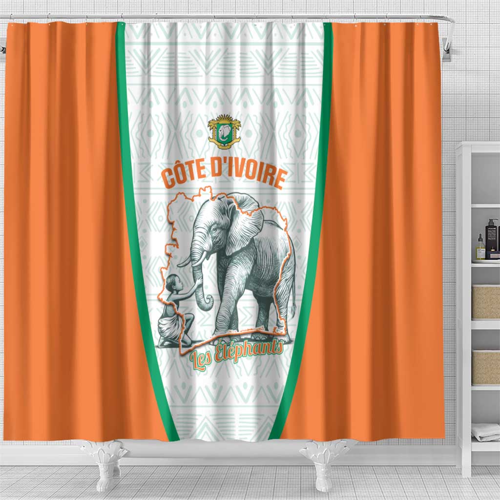 Ivory Coast Football Shower Curtain 2026 Cote d'Ivoire Les Elephants White Version - African Pride