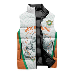 Custom Ivory Coast Football Sleeveless Puffer Jacket 2026 Cote d'Ivoire Les Elephants White Version - African Pride