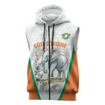 Custom Ivory Coast Football Sleeveless Zip Hoodie 2026 Cote d'Ivoire Les Elephants White Version - African Pride