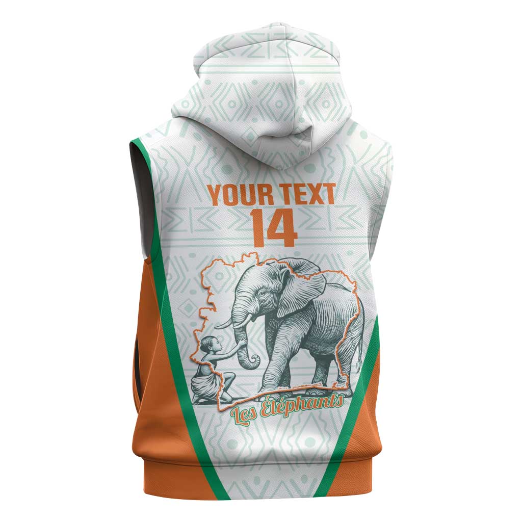 Custom Ivory Coast Football Sleeveless Zip Hoodie 2026 Cote d'Ivoire Les Elephants White Version - African Pride