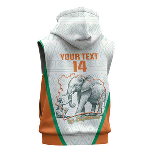 Custom Ivory Coast Football Sleeveless Zip Hoodie 2026 Cote d'Ivoire Les Elephants White Version - African Pride