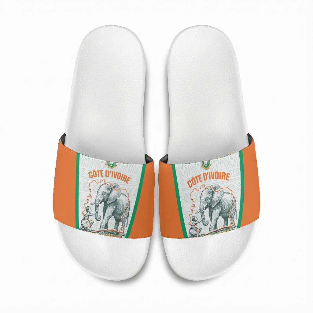 Ivory Coast Football Slide Sandals 2026 Cote d'Ivoire Les Elephants White Version - African Pride