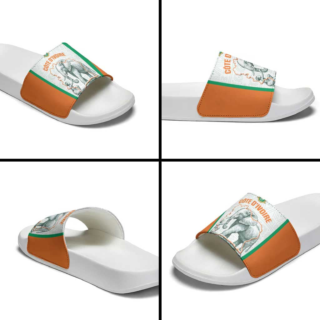Ivory Coast Football Slide Sandals 2026 Cote d'Ivoire Les Elephants White Version - African Pride