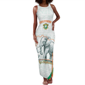 Custom Ivory Coast Football Tank Maxi Dress 2026 Cote d'Ivoire Les Elephants White Version - African Pride