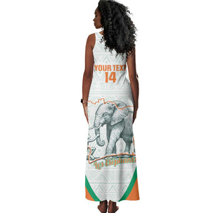 Custom Ivory Coast Football Tank Maxi Dress 2026 Cote d'Ivoire Les Elephants White Version - African Pride