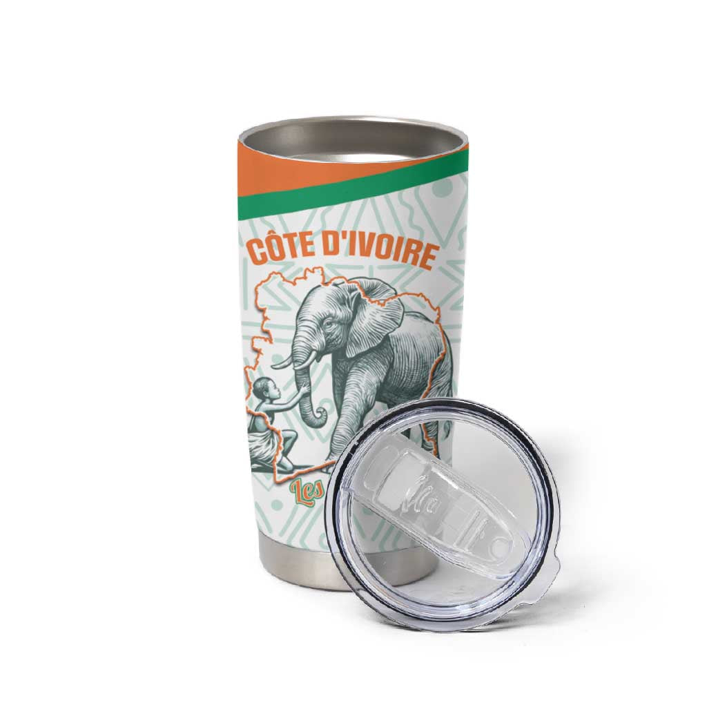 Custom Ivory Coast Football Tumbler Cup 2026 Cote d'Ivoire Les Elephants White Version - African Pride