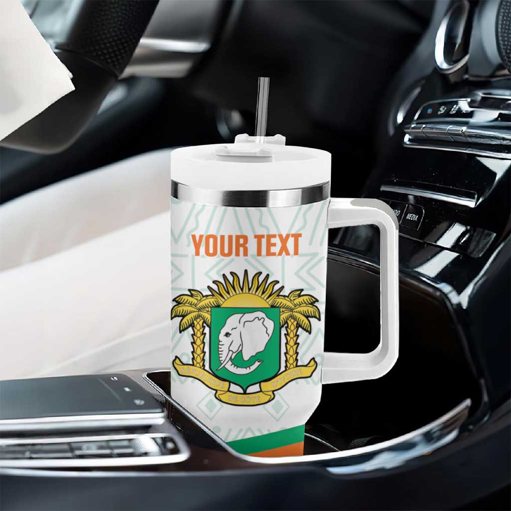 Custom Ivory Coast Football Tumbler With Handle 2026 Cote d'Ivoire Les Elephants White Version - African Pride