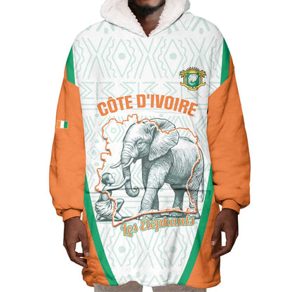 Custom Ivory Coast Football Wearable Blanket Hoodie 2026 Cote d'Ivoire Les Elephants White Version - African Pride