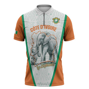 Custom Ivory Coast Football Zipper Polo Shirt 2026 Cote d'Ivoire Les Elephants White Version - African Pride