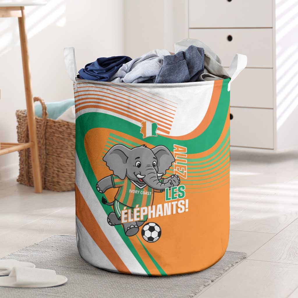 Ivory Coast Football Laundry Basket 2026 Allez Les Elephants Cute Mascot - African Pride
