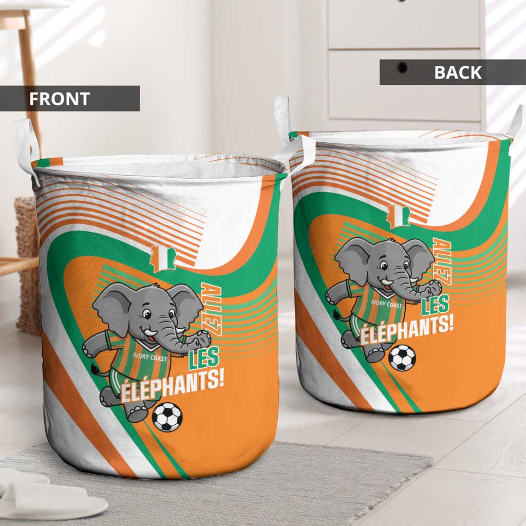 Ivory Coast Football Laundry Basket 2026 Allez Les Elephants Cute Mascot - African Pride