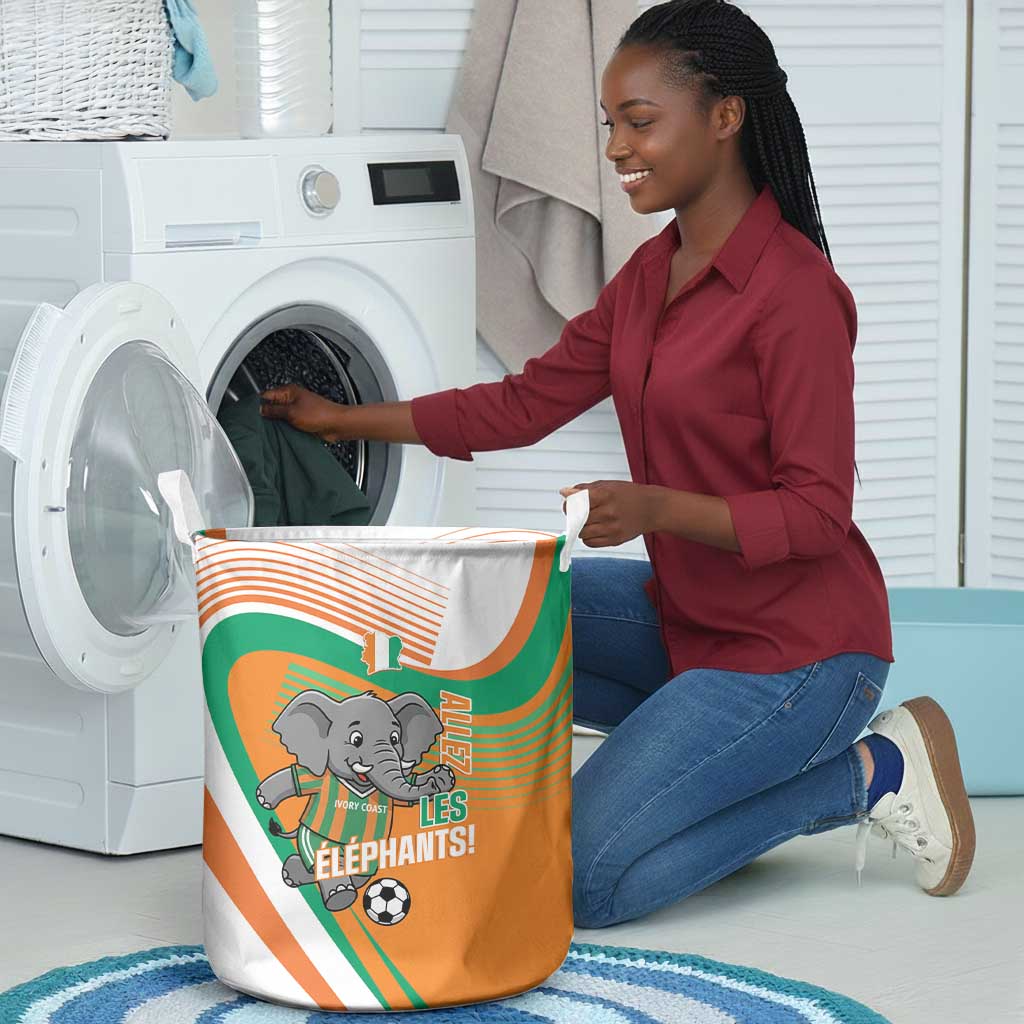 Ivory Coast Football Laundry Basket 2026 Allez Les Elephants Cute Mascot - African Pride