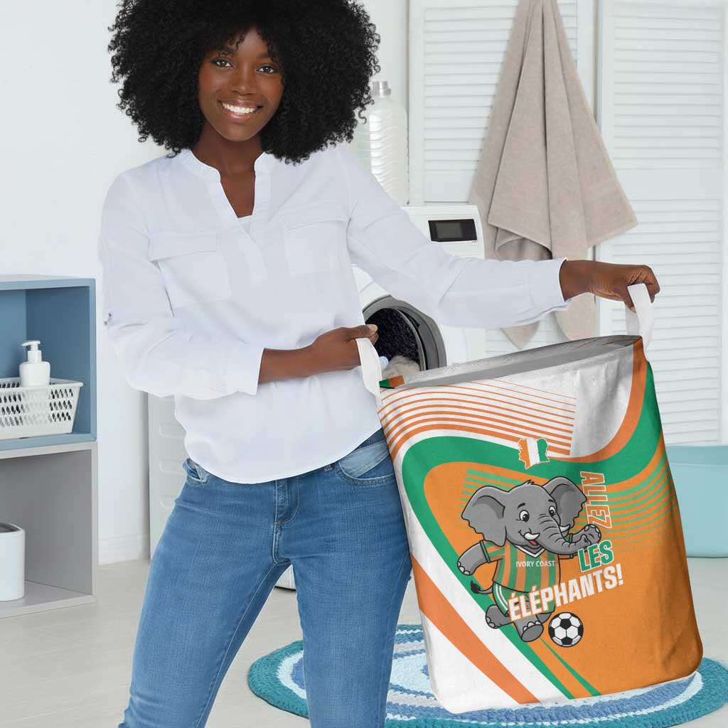 Ivory Coast Football Laundry Basket 2026 Allez Les Elephants Cute Mascot - African Pride
