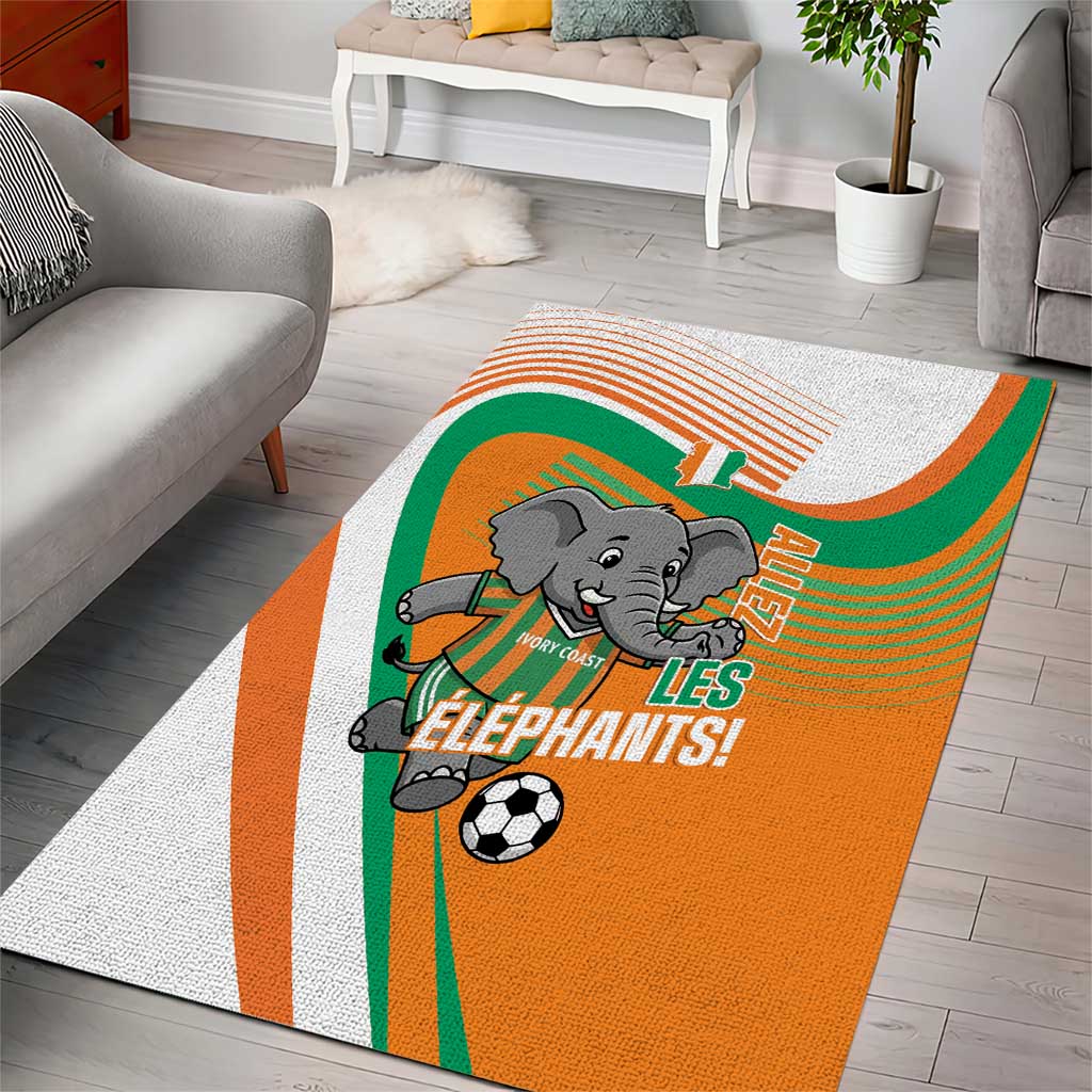 Ivory Coast Football Area Rug 2026 Allez Les Elephants Cute Mascot - African Pride