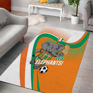 Ivory Coast Football Area Rug 2026 Allez Les Elephants Cute Mascot - African Pride