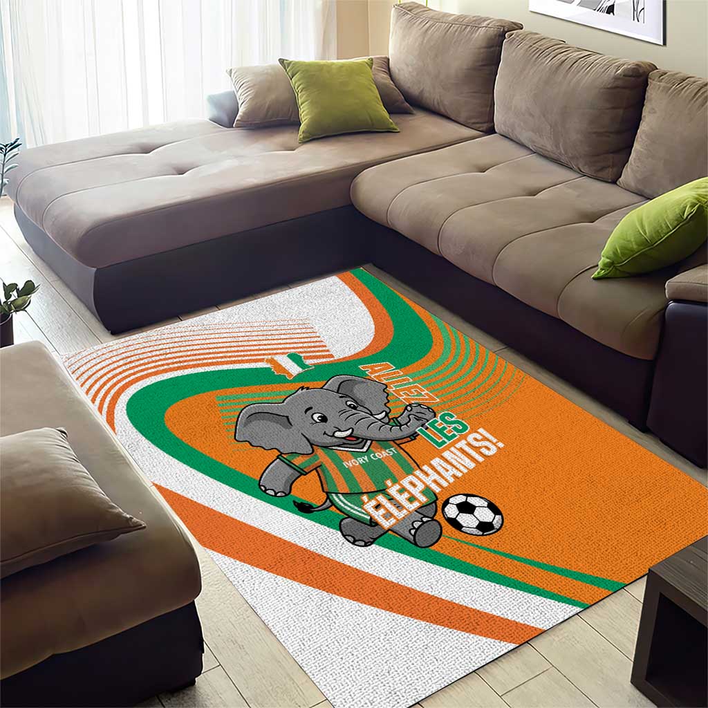 Ivory Coast Football Area Rug 2026 Allez Les Elephants Cute Mascot - African Pride