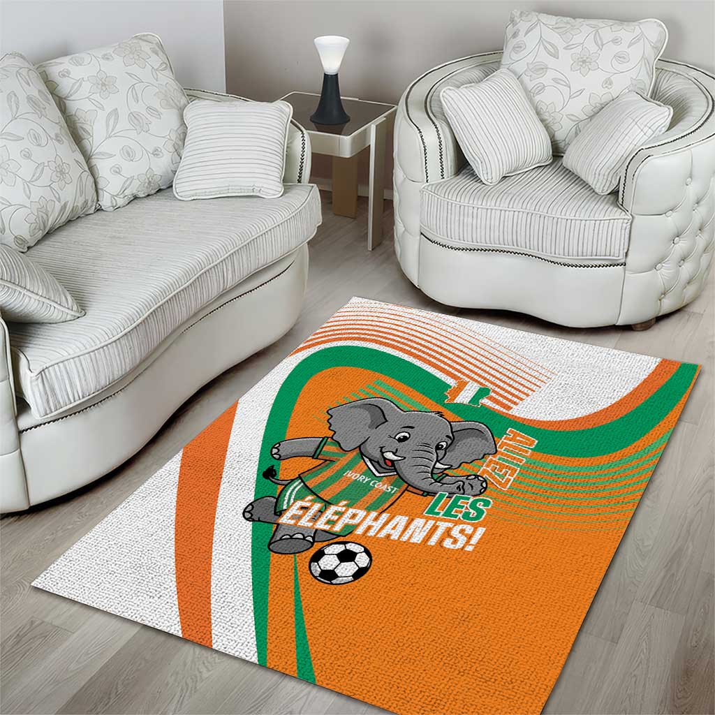 Ivory Coast Football Area Rug 2026 Allez Les Elephants Cute Mascot - African Pride