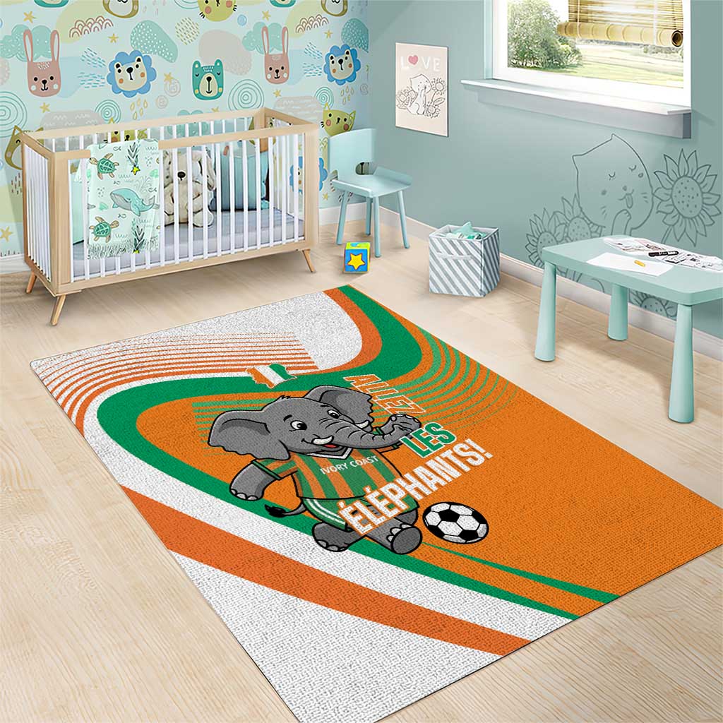 Ivory Coast Football Area Rug 2026 Allez Les Elephants Cute Mascot - African Pride