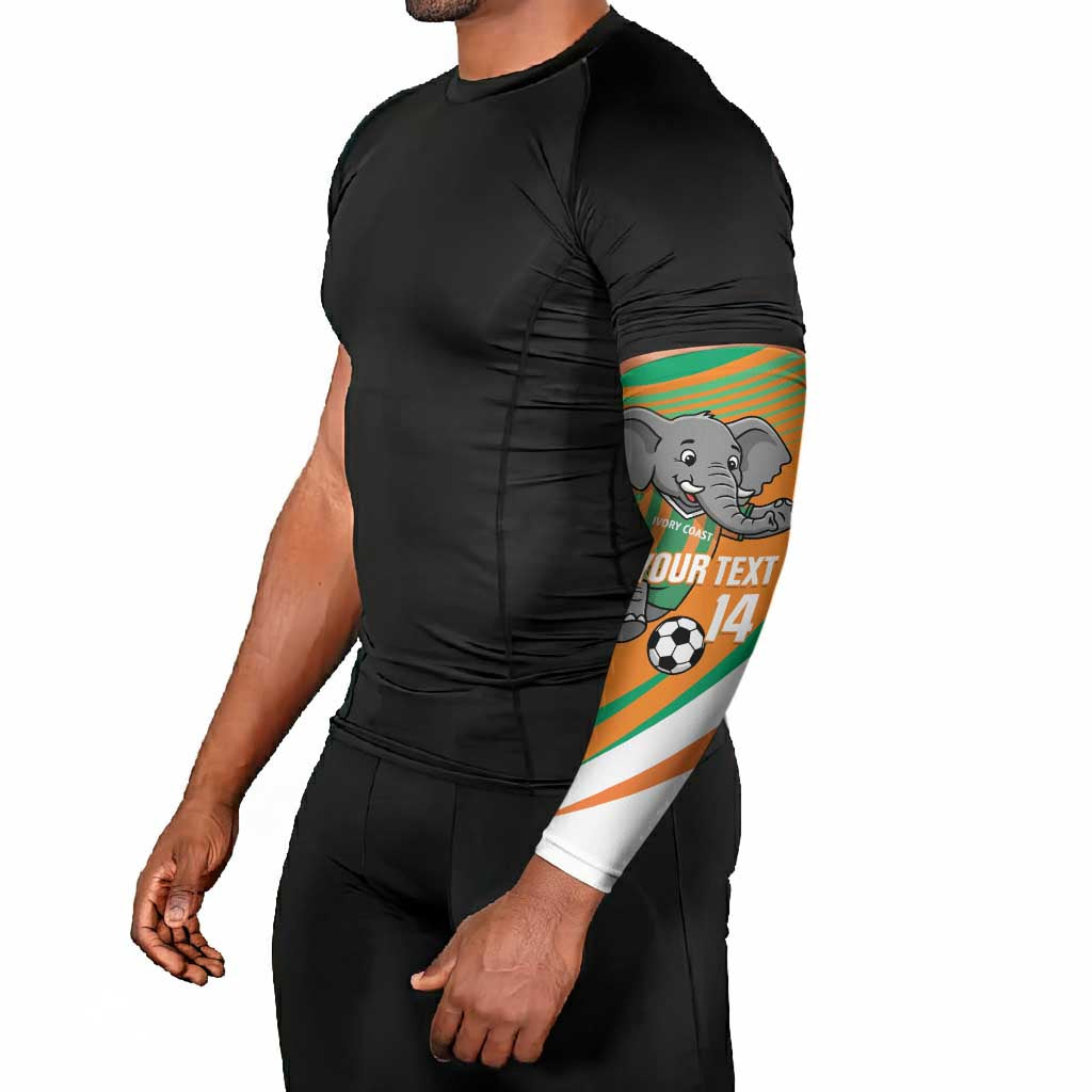 Custom Ivory Coast Football Arm Sleeves 2026 Allez Les Elephants Cute Mascot - African Pride