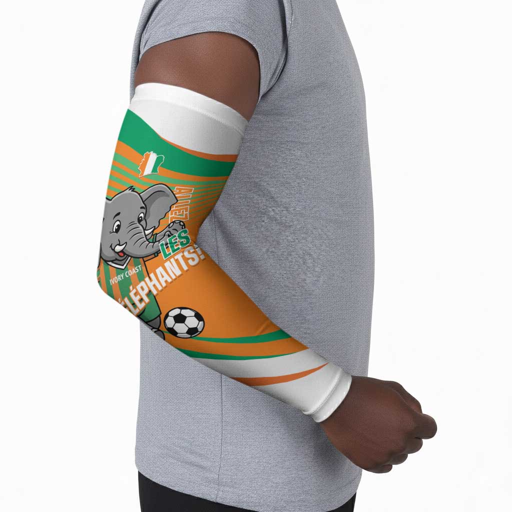 Custom Ivory Coast Football Arm Sleeves 2026 Allez Les Elephants Cute Mascot - African Pride