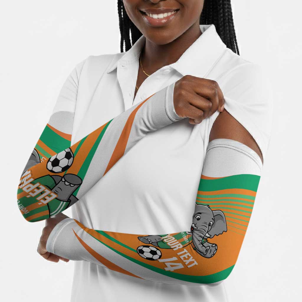 Custom Ivory Coast Football Arm Sleeves 2026 Allez Les Elephants Cute Mascot - African Pride