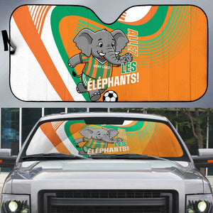 Ivory Coast Football Auto Sun Shade 2026 Allez Les Elephants Cute Mascot - African Pride