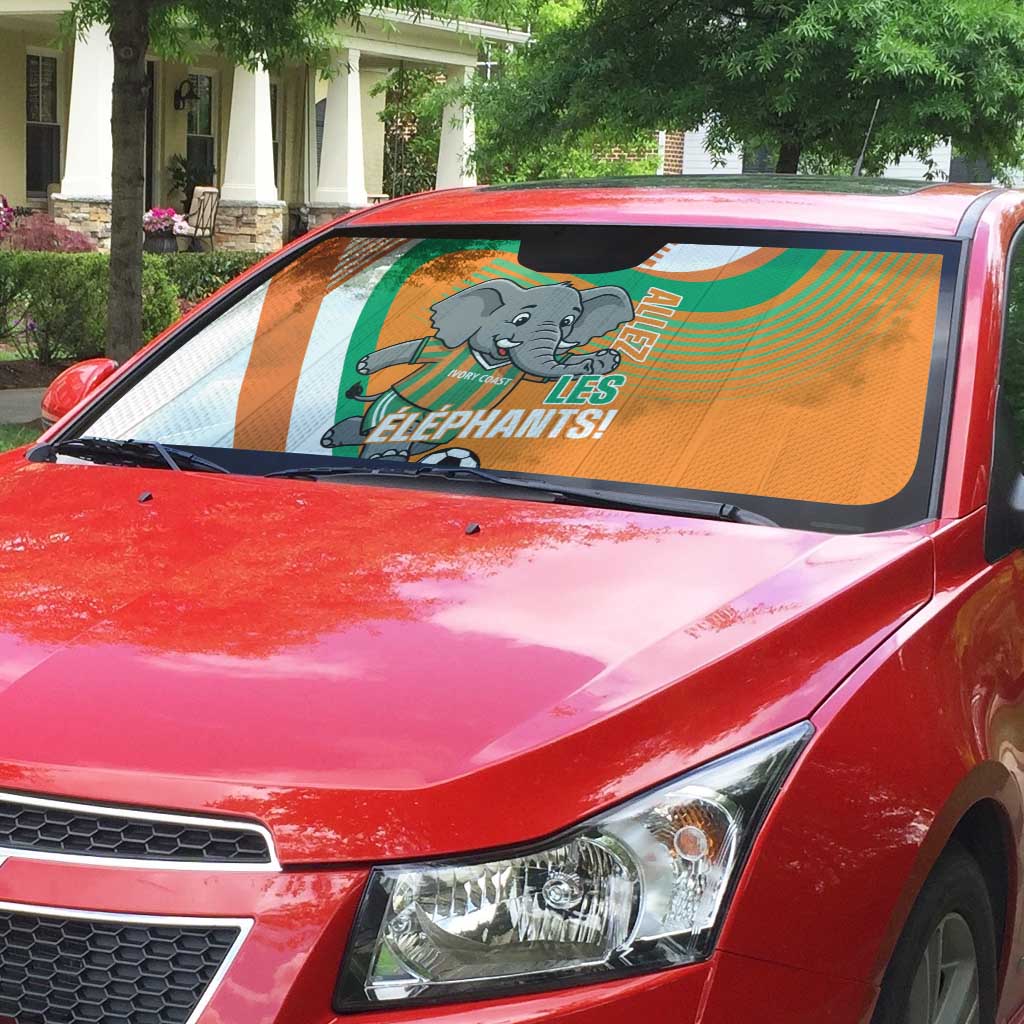 Ivory Coast Football Auto Sun Shade 2026 Allez Les Elephants Cute Mascot - African Pride
