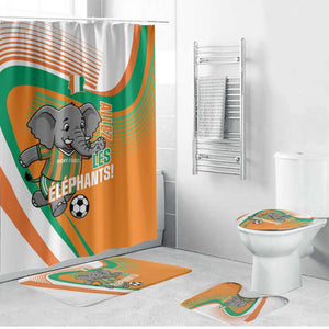 Ivory Coast Football Bathroom Set 2026 Allez Les Elephants Cute Mascot - African Pride