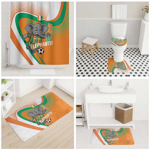 Ivory Coast Football Bathroom Set 2026 Allez Les Elephants Cute Mascot - African Pride