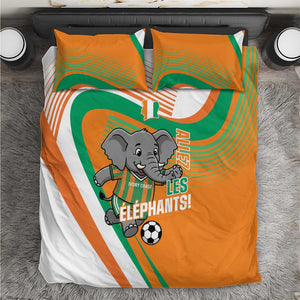 Ivory Coast Football Bedding Set 2026 Allez Les Elephants Cute Mascot - African Pride