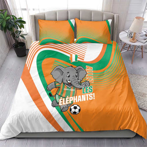Ivory Coast Football Bedding Set 2026 Allez Les Elephants Cute Mascot - African Pride
