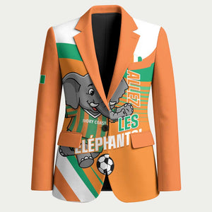 Custom Ivory Coast Football Blazer 2026 Allez Les Elephants Cute Mascot - African Pride