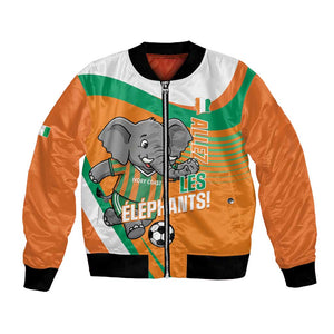 Custom Ivory Coast Football Bomber Jacket 2026 Allez Les Elephants Cute Mascot - African Pride
