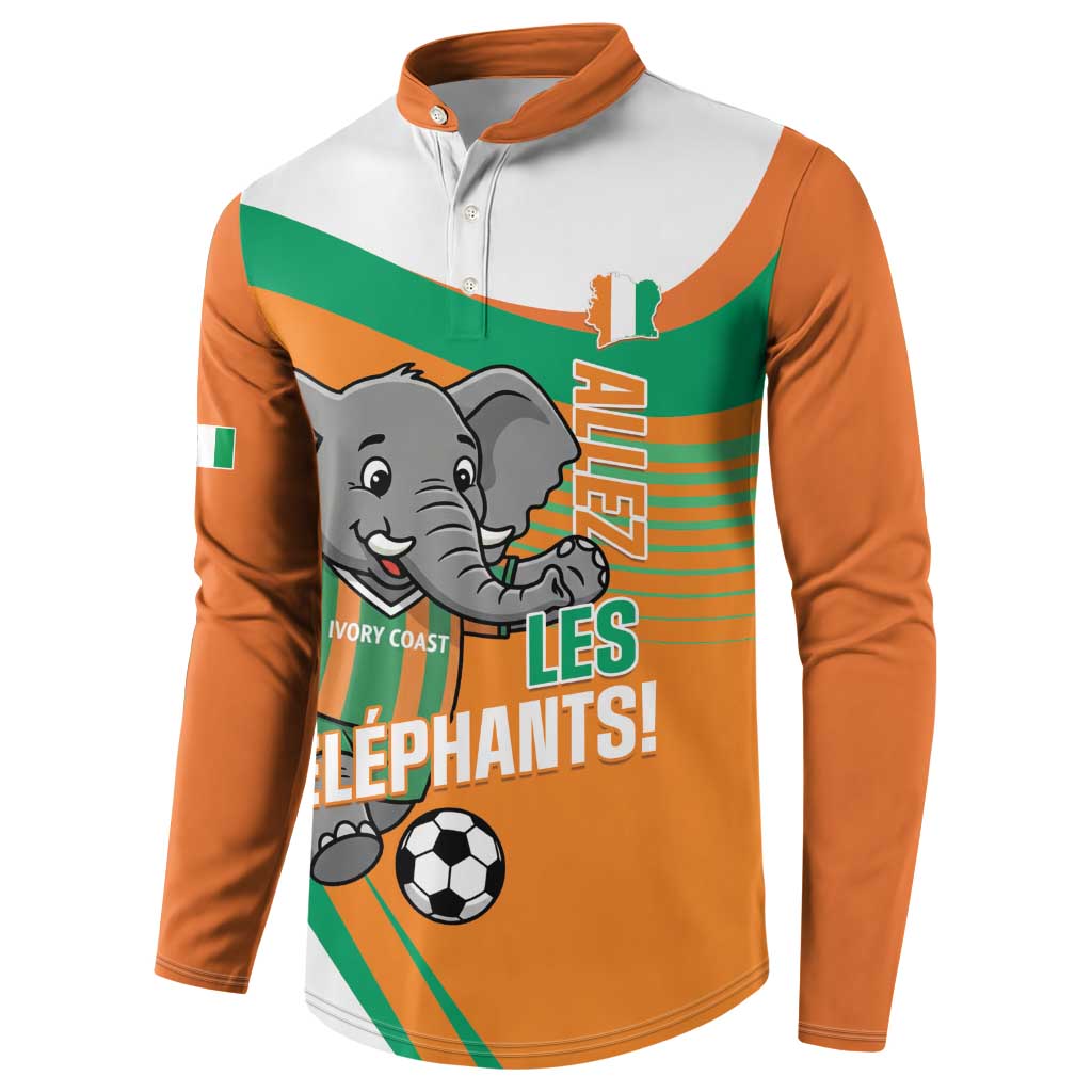 Custom Ivory Coast Football Button Sweatshirt 2026 Allez Les Elephants Cute Mascot
