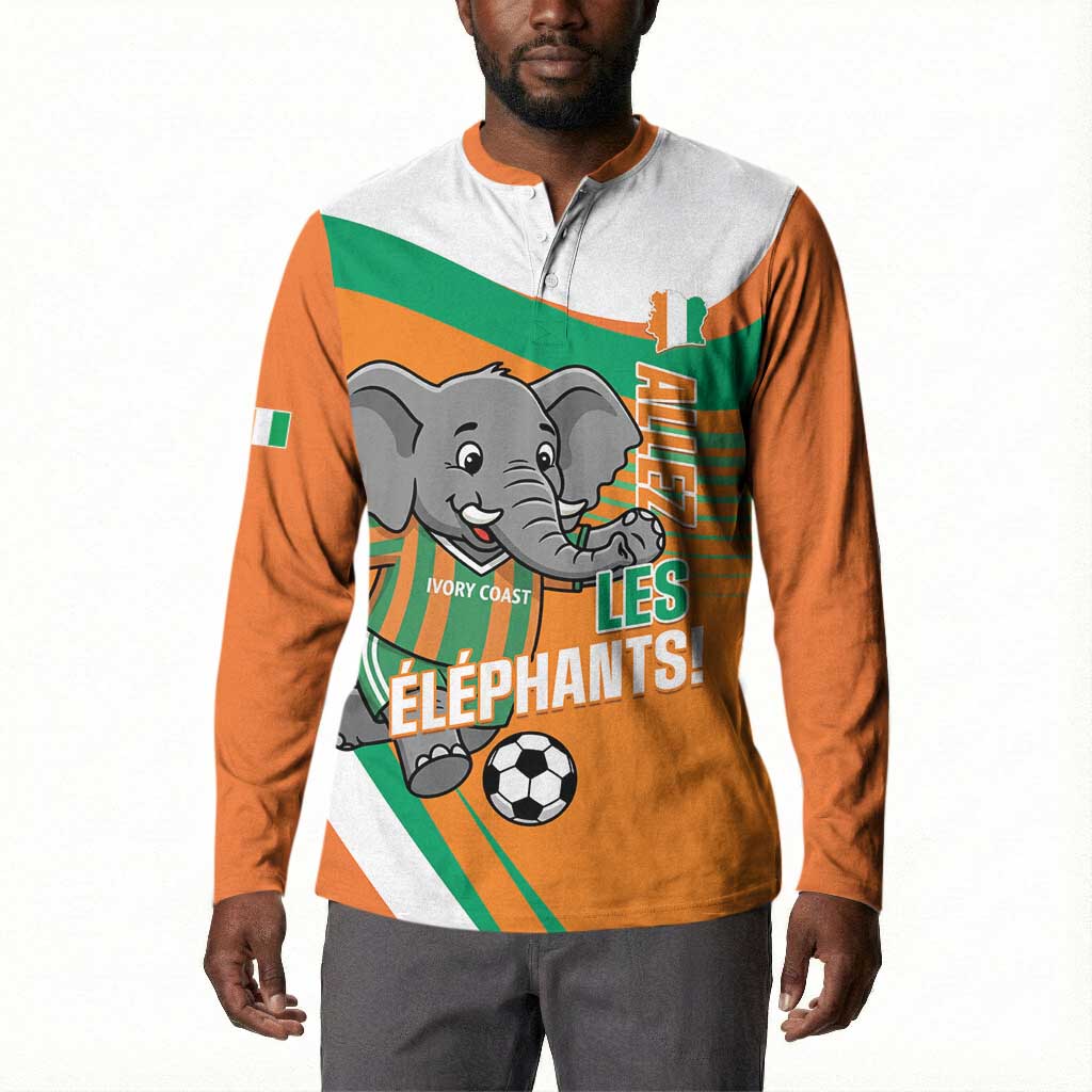 Custom Ivory Coast Football Button Sweatshirt 2026 Allez Les Elephants Cute Mascot