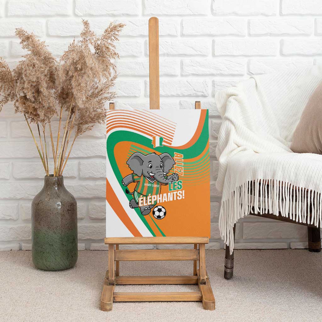 Ivory Coast Football Canvas Wall Art 2026 Allez Les Elephants Cute Mascot - African Pride