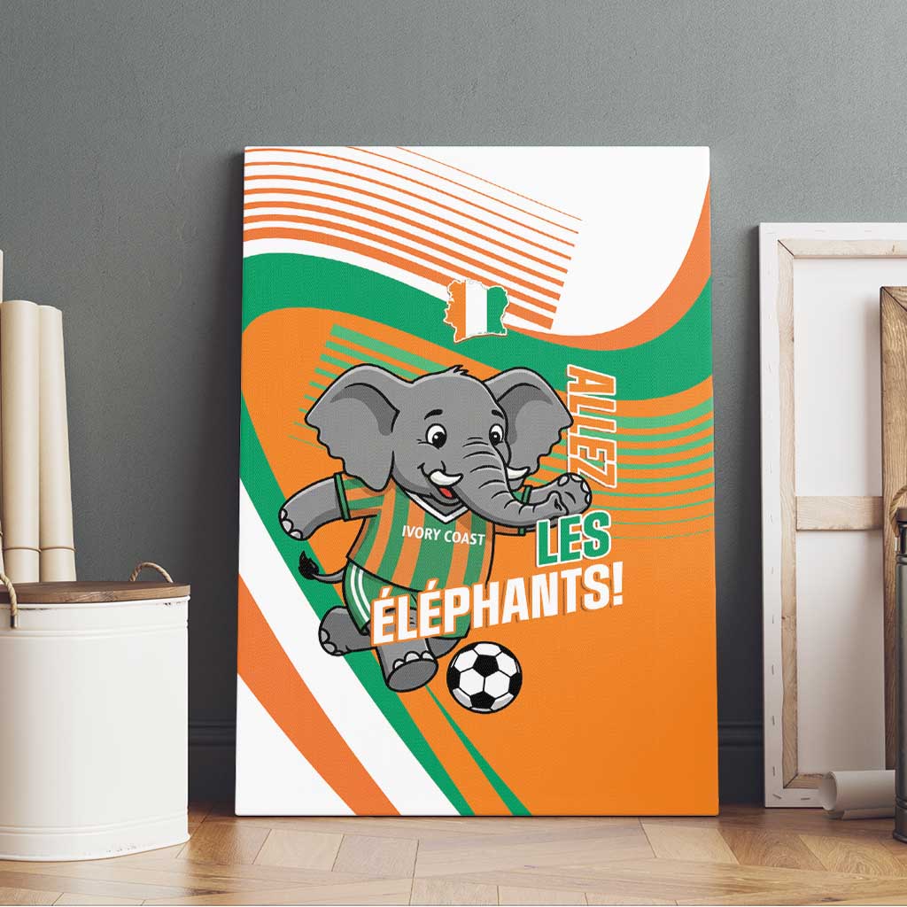 Ivory Coast Football Canvas Wall Art 2026 Allez Les Elephants Cute Mascot - African Pride