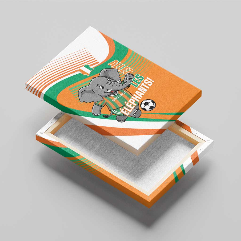 Ivory Coast Football Canvas Wall Art 2026 Allez Les Elephants Cute Mascot - African Pride