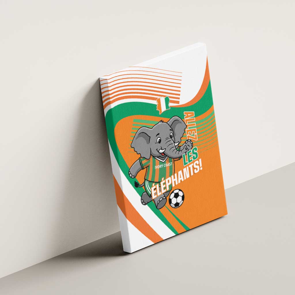 Ivory Coast Football Canvas Wall Art 2026 Allez Les Elephants Cute Mascot - African Pride