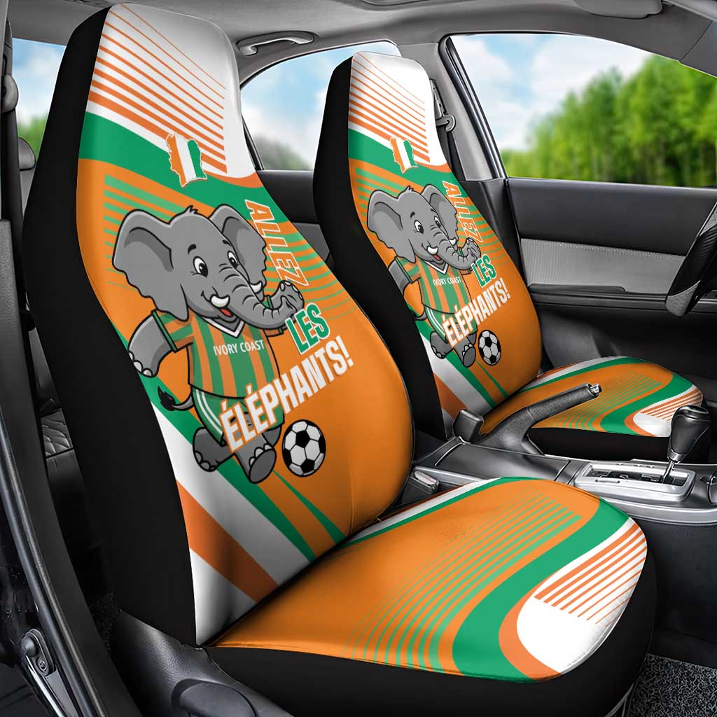 Ivory Coast Football Car Seat Cover 2026 Allez Les Elephants Cute Mascot - African Pride