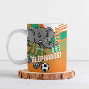 Custom Ivory Coast Football Ceramic Mug 2026 Allez Les Elephants Cute Mascot - African Pride