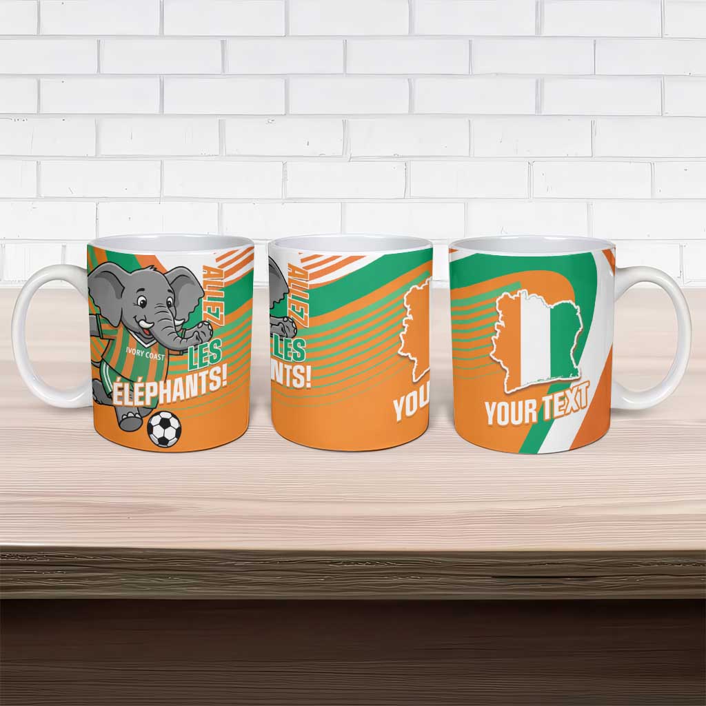 Custom Ivory Coast Football Ceramic Mug 2026 Allez Les Elephants Cute Mascot - African Pride