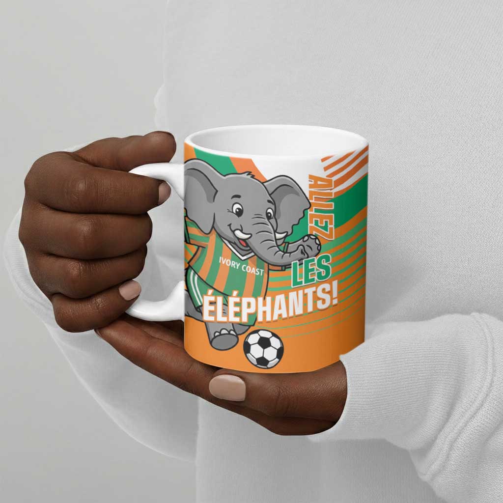Custom Ivory Coast Football Ceramic Mug 2026 Allez Les Elephants Cute Mascot - African Pride