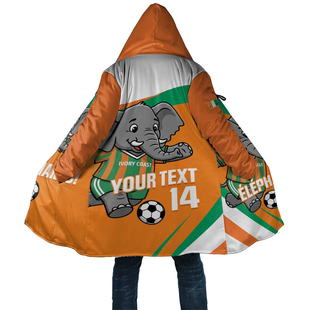 Custom Ivory Coast Football Cloak 2026 Allez Les Elephants Cute Mascot - African Pride